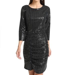 Kazo Black Sequin Sheath Dress Size M
